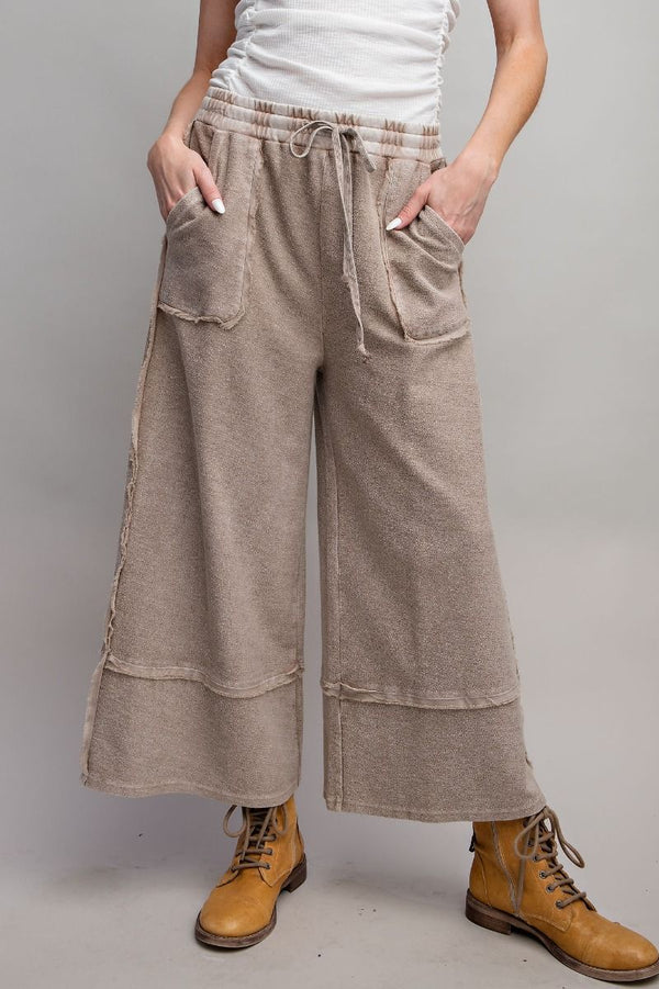 Trendy Mineral Washed Wide Leg Pants