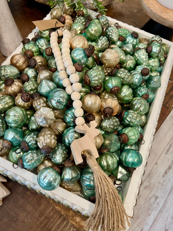 Christmas Paulownia Wood Beads and Jute Tassel
