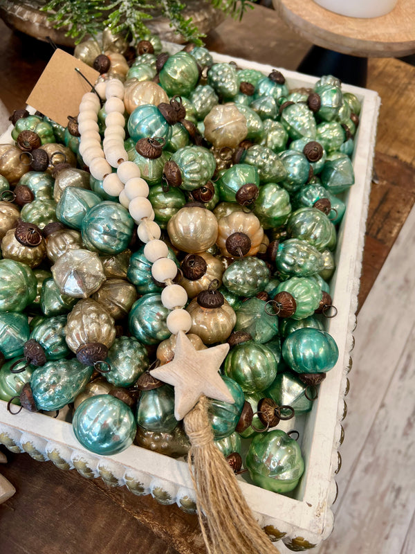 Christmas Paulownia Wood Beads and Jute Tassel