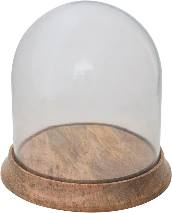 Creative Co-Op Glass Cloche with Mango Wood Base