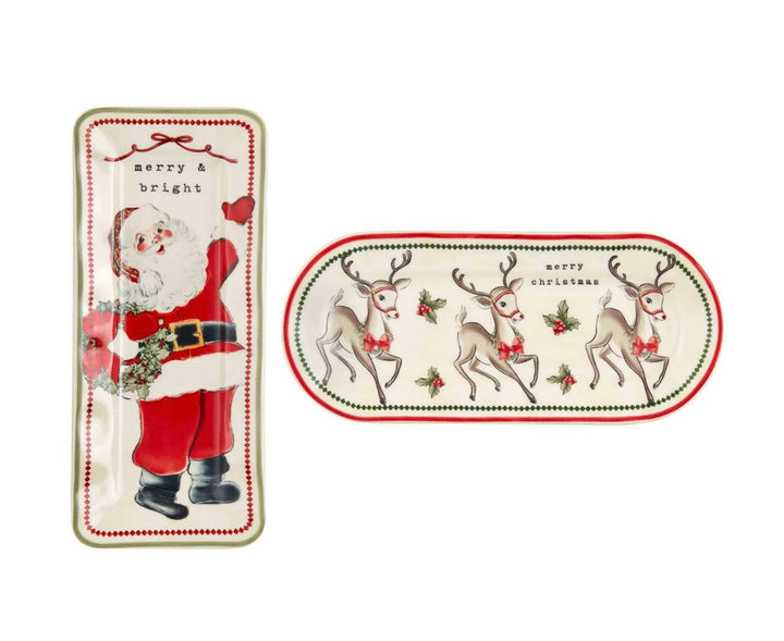 Vintage Santa and Reindeer Everything Plates