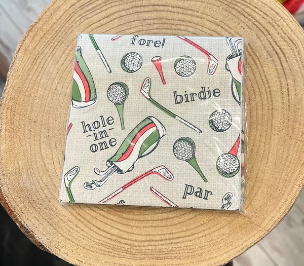 Golf and cocktail Mudpie Napkins