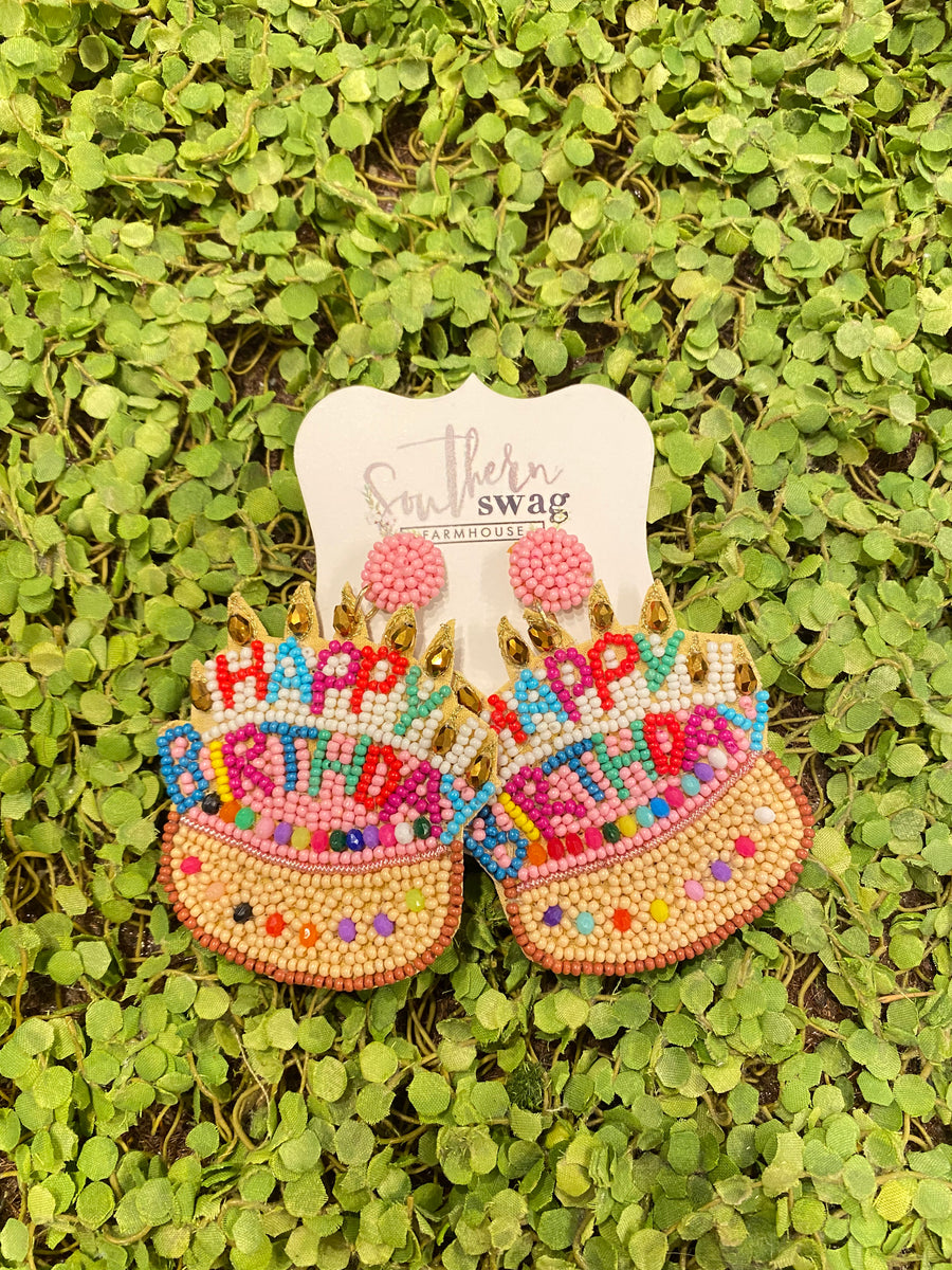 Happy Birthday Cake Earrings