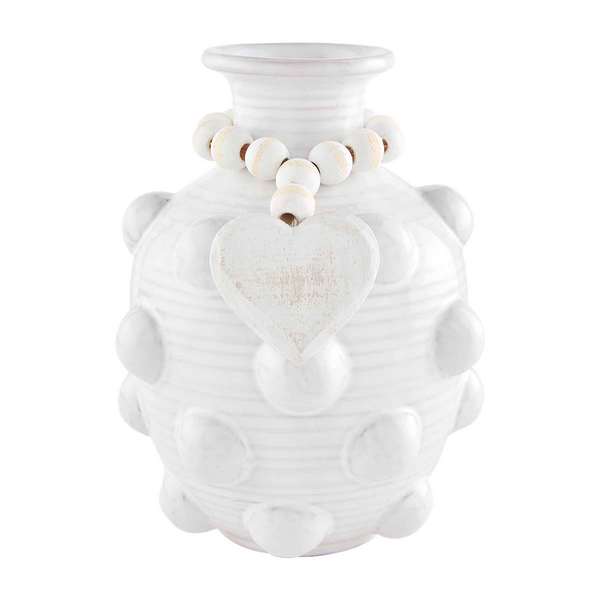 Heart Beaded Ceramic Vase