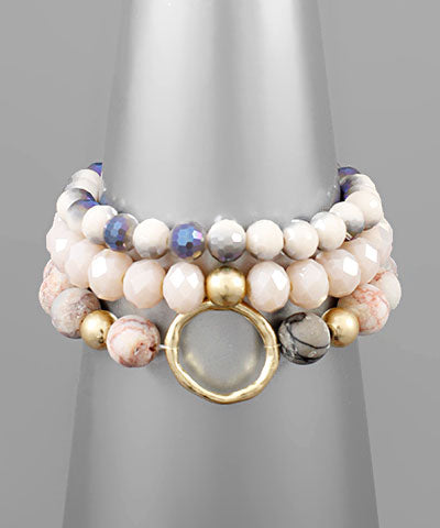 Stone and Glass Bead Bracelet