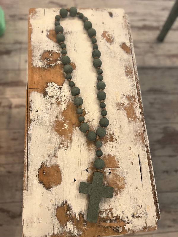 Wood Bead Rosary w/ Cross