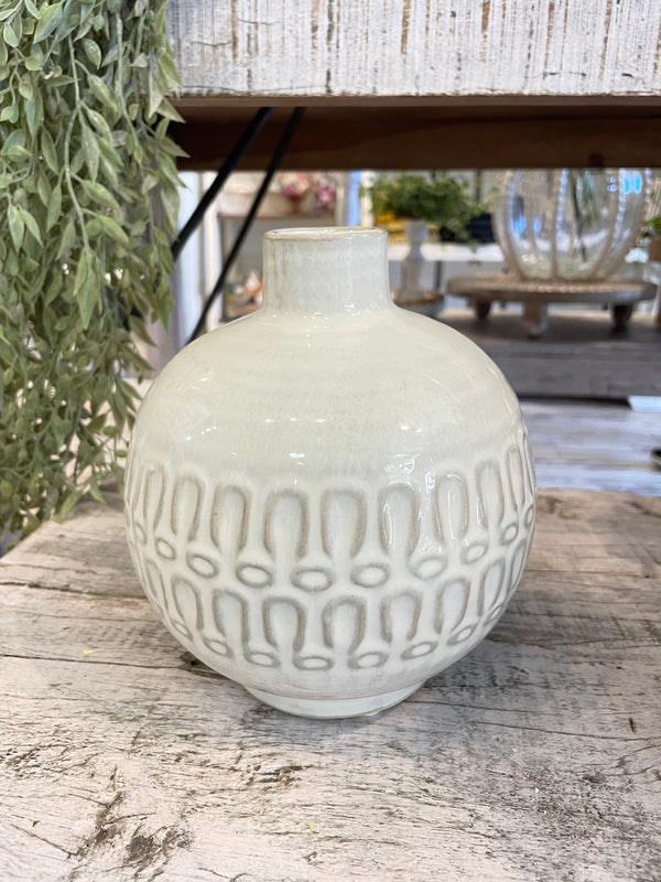 White Boho Vase