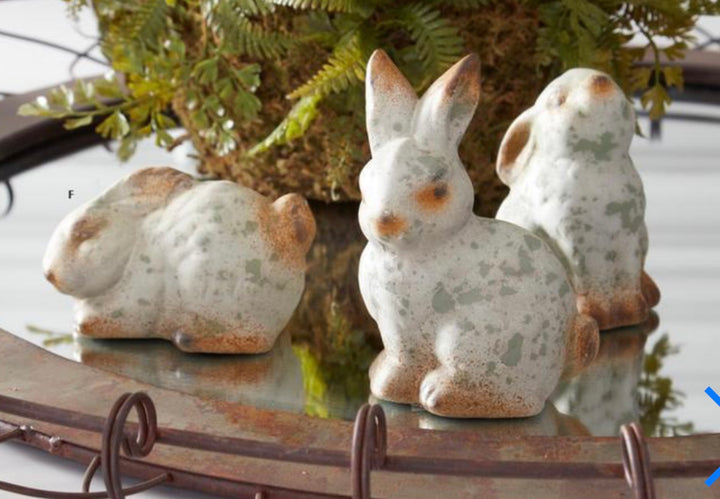 Assorted Patina Terracotta Garden Bunnies