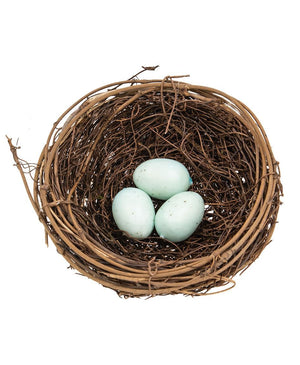 Twig and Vine Bird Nest with Blue Eggs