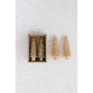 Unscented Tree Shaped Taper Candles, Set of 2
